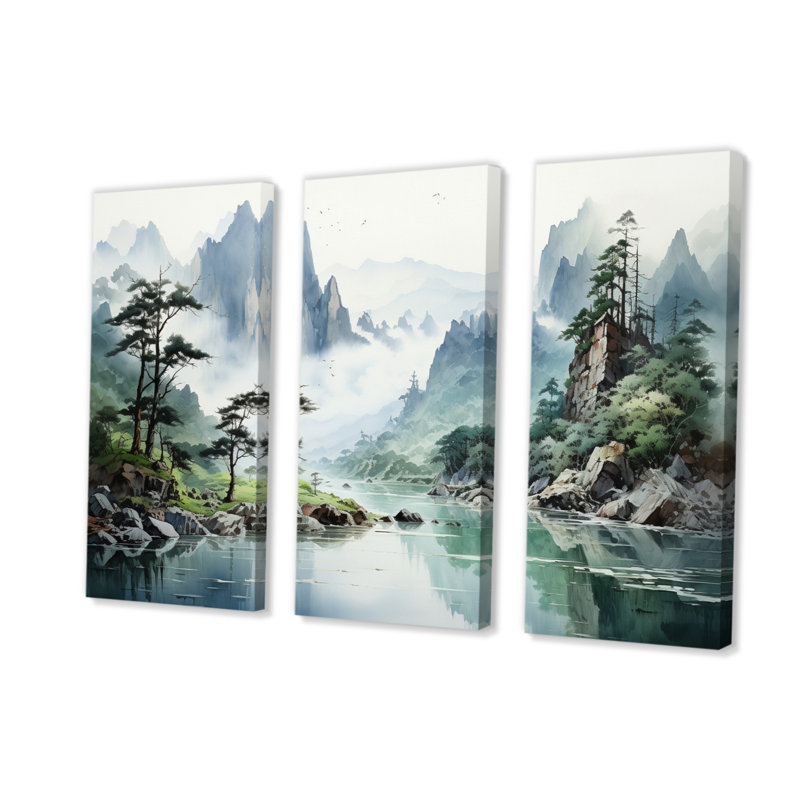 «China Art», impression sur toile 3 pièces, H 32 po x l 48 po x P 1 po