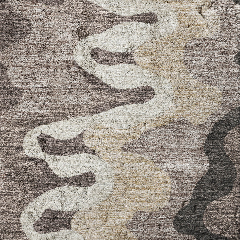 Washable Abstract Indoor Rug, Taupe, 2'3" x 7'6" Runner