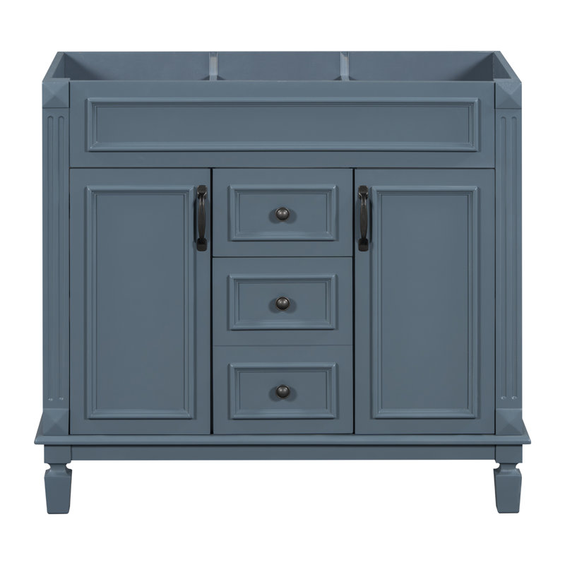 Armoire de meuble-lavabo moderne 36 po avec portes à fermeture douce et tiroir - Armoire de rangement pour l'organisation de la salle de bain