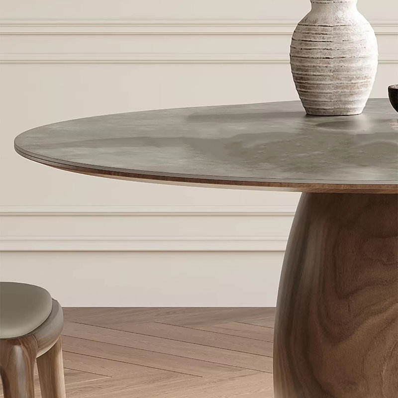 Table de salle à manger ronde en ardoise matte, 29.5"H x 43.3"L x 43.3"W