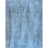 Canvello Overdyed Wool Area Blue Traditional Rug - 9'2" X 12'