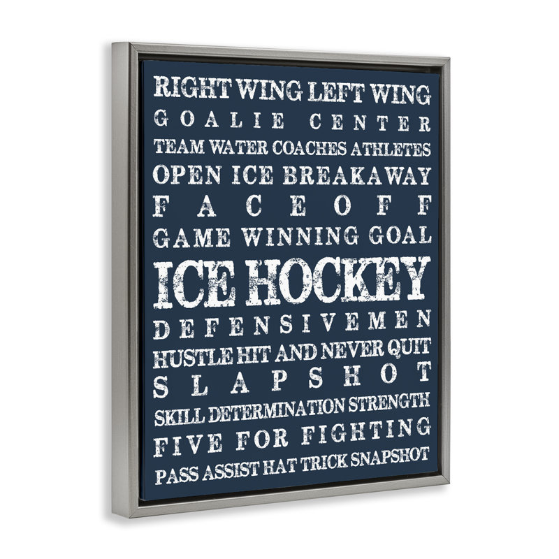Cadre flottant Ice Hockey Expressions, design par Melody Hogan, Cadre flottant gris lustré, H 21 po x l 17 po
