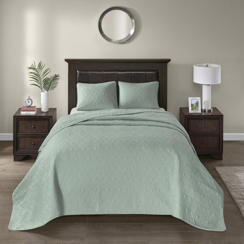 Ensemble de courtepointe réversible 4 pièces, Écume de mer, écume de mer, Courtepointe pour très grand lit + 2 tailles déc