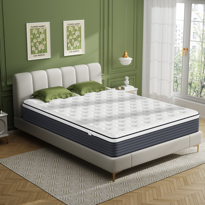 Matelas hybride en mousse à mémoire de forme 12 po dans une boîte avec ressorts ensachés indépendants, Très grand lit