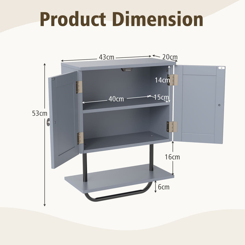 Wall Bathroom Cabinet, Grey