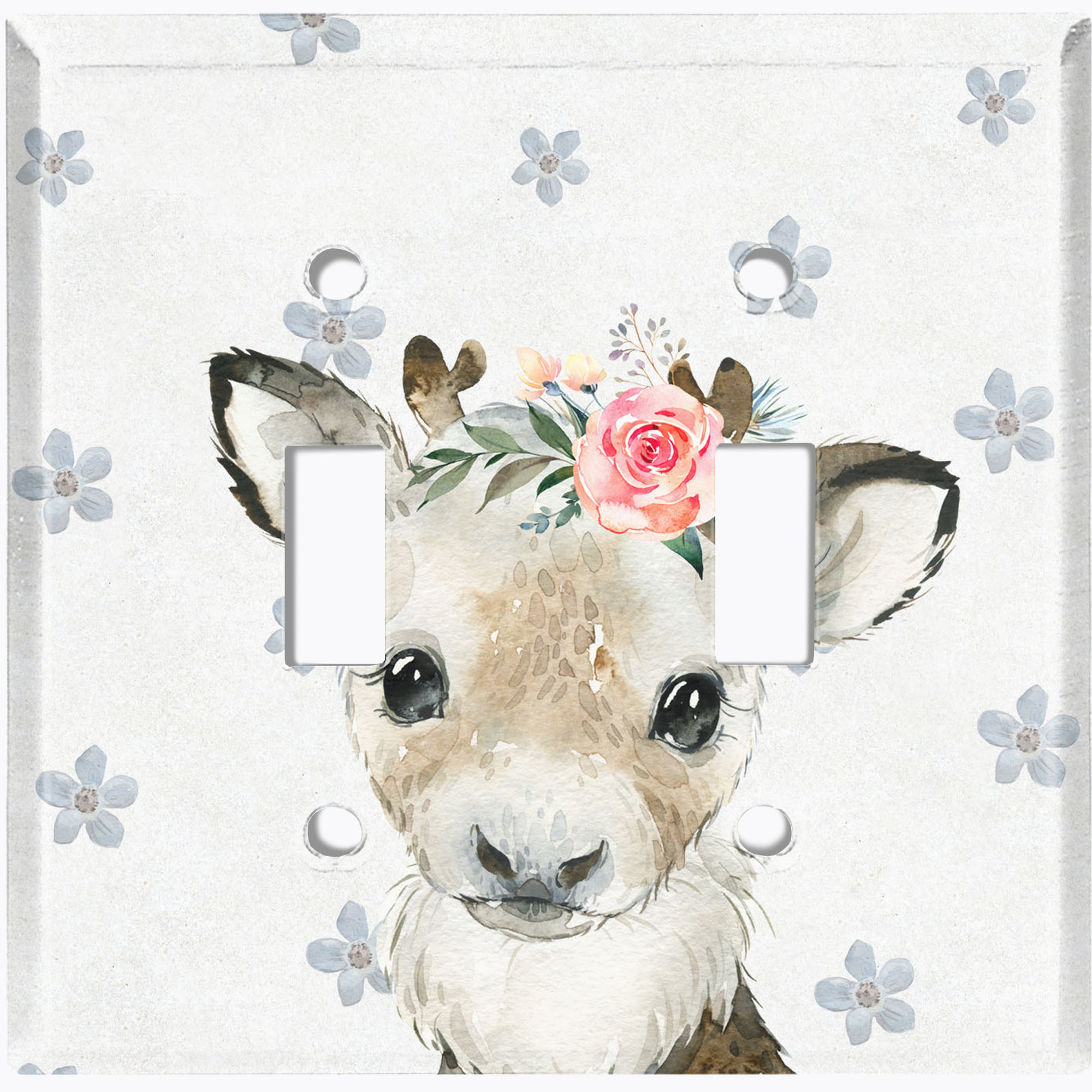 WorldAcc Cute Nursery Animal Baby Deer Flower 2-Gang Toggle Light ...