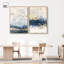 «Gilded Coastal Calm Blue Art», ensemble de 2 impressions sur toile par -896778116-896778140-896778113