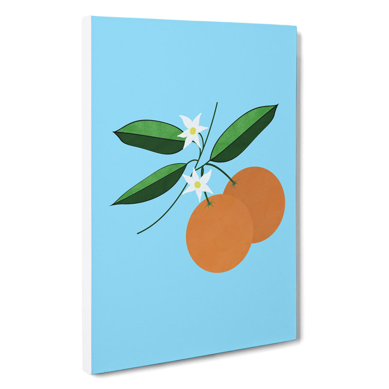 Orange Blossom Blue V2 - Wrapped Canvas Painting, 76cm H x 50cm W x 3cm D