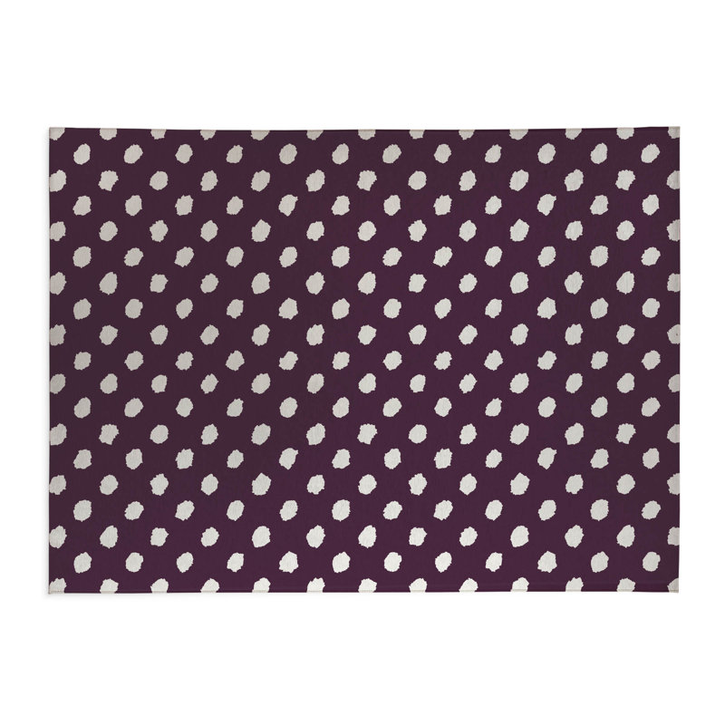 Grunge Dot Low Profile Kitchen Mat, Eggplant, Rectangle 5' x 7'
