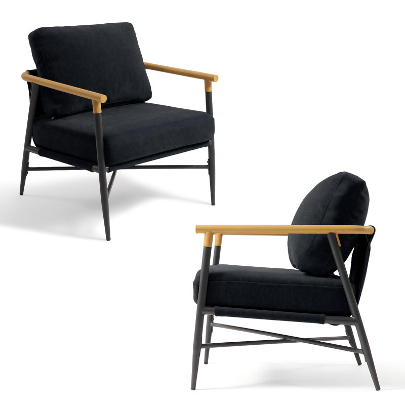 Fauteuil d'appoint Dajauna, Chenille noir