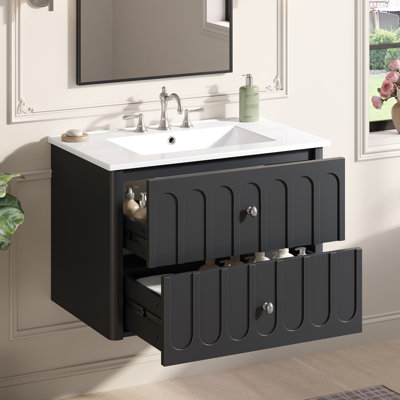 Floating Bathroom Vanity With Ceramic Sink