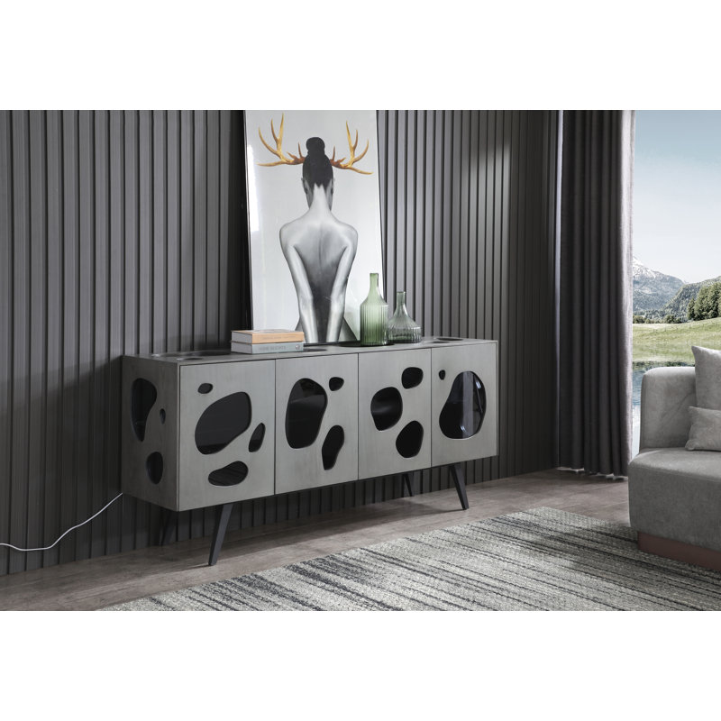 Fontana Hirta Modern 4 Doors Grey Sideboard