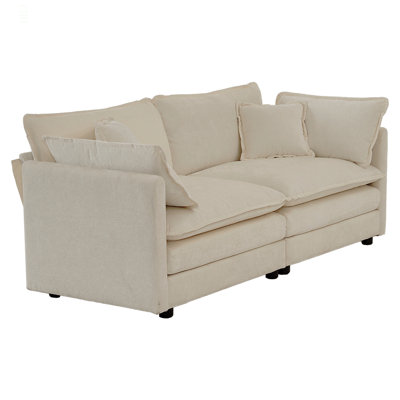Canapé modulaire rembourré 4 pièces, 1 canapé 2 places 2 pièces et 2 repose-pieds, causeuse 2 places avec repose-pieds, chenille beige