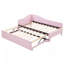 Twin Size Upholstered L-Shaped Upholstered Daybed with Pop Up Trundle, Pink-40087445
