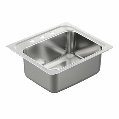 1800 Series Stainless Steel Single Bowl 25"" L x 22"" W Drop-In Kitchen Sink with QuickMount Hardware -  Moen, G181953Q