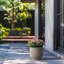 Pot à fleurs moyen rond en béton avec trous de drainage-123350770-123352007