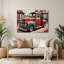 Transport, camionnettes rétro, art mural en métal brun-293084076