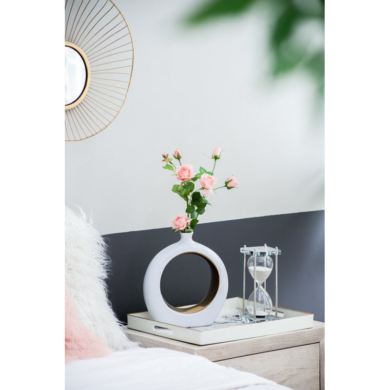 Round Vase,White/Gold
