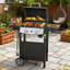 Barbecue au propane en acier inoxydable à 2 brûleurs R.W.FLAME 20 000 BTU - noir, avec couvercle, roues et thermomètre - Barbecue d'extérieur