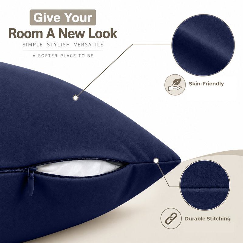 Soft Premium Microfiber Dyed Cushion Cover, NAVY