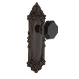 Black Crystal Waldorf Interior Mortise Door Knob with Victorian Long Plate
