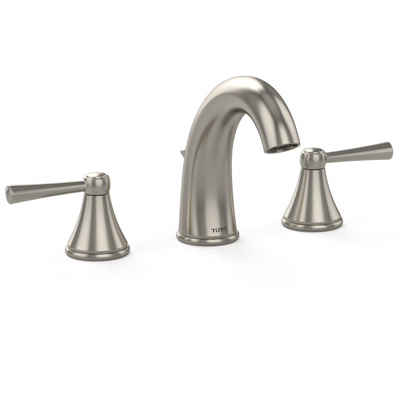 Silas Two Handle Widespread Bathroom Faucet with Drain Assembly, Brushed Nickel