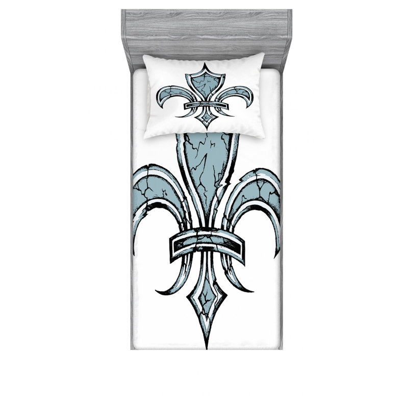 Fleur De Lis Microfiber Sheet Set, Twin XL Sheet Set + Fitted Sheet + 1 Pillowcase