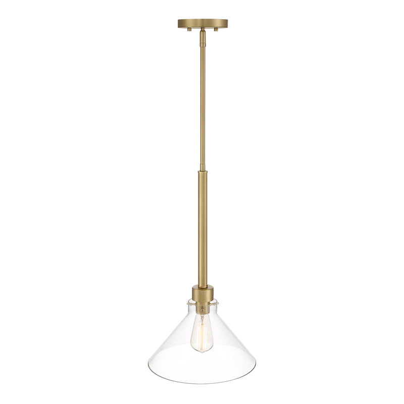 Kylepatrick 1 - Light Brushed Gold Cone Pendant, 58" H x 12" W x 12" D