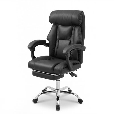 Office Chair Adjustable Height Executive Desk Chair with Foot Rest Comfortable Computer Chair High Back Reclining Gaming Chair Durable Leather Rolling