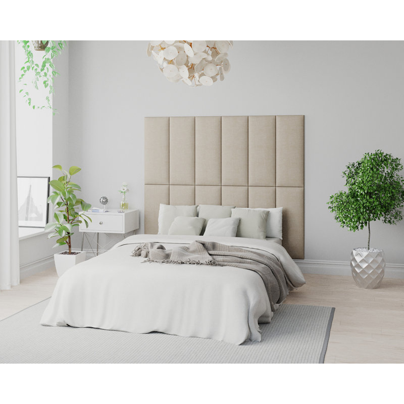 Kamaya 30 cm x 75 cm Peel and Stick Upholstered Wall Paneling in Off White, Cream