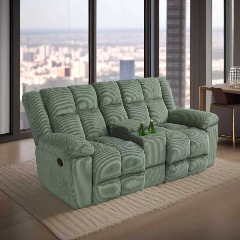 Mint green turquoise Cashmere Fleece Living Room Recliner Intelligent Loveseat,  Green Corduroy