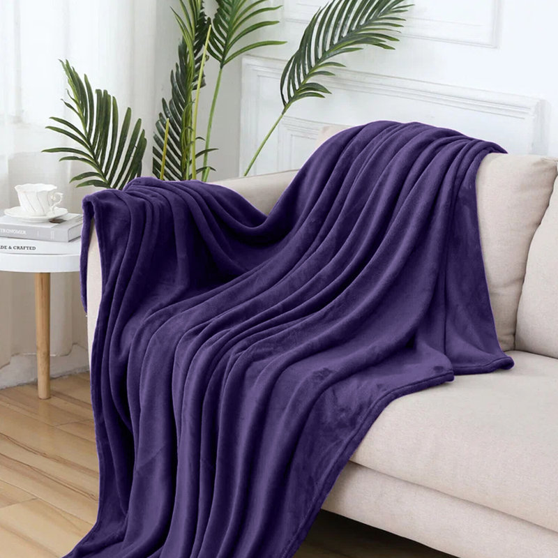 Carsonhill Reversible Mink Faux Fur Plush Fleece Throw/ Blanket, W150 x L200cm, Purple
