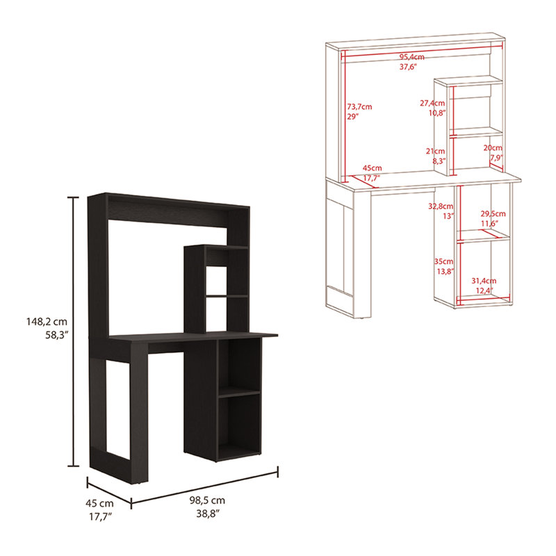 Maine Desk With Hutch and  Shelves
