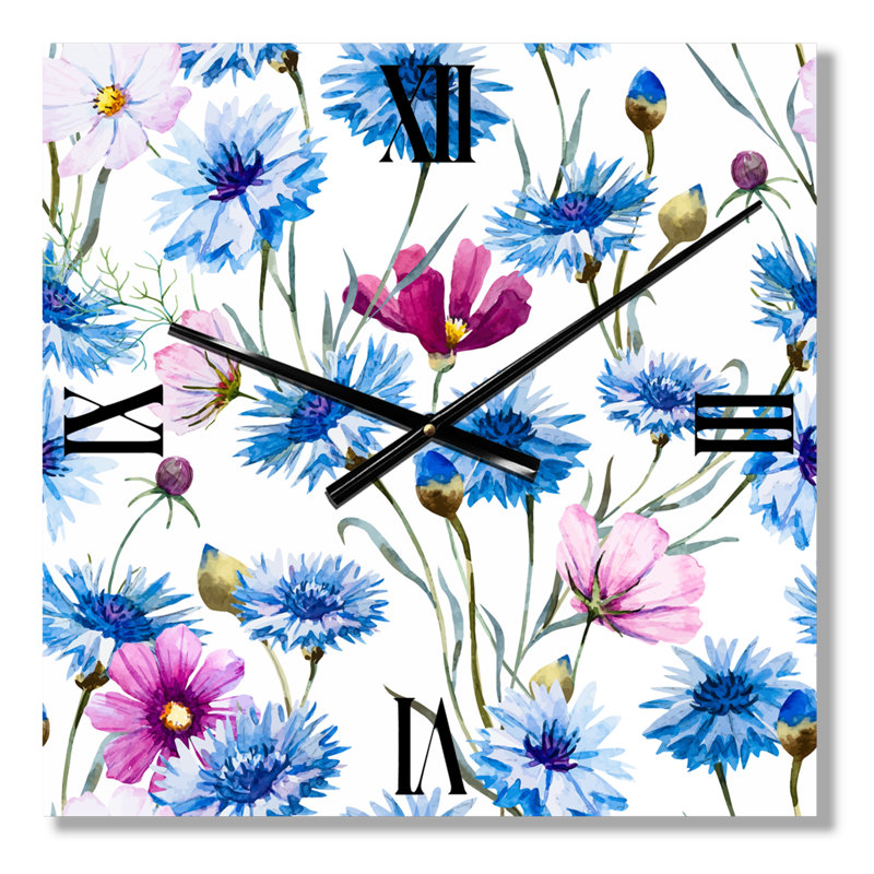 Horloge murale traditionnelle bleue et rose, Petit
