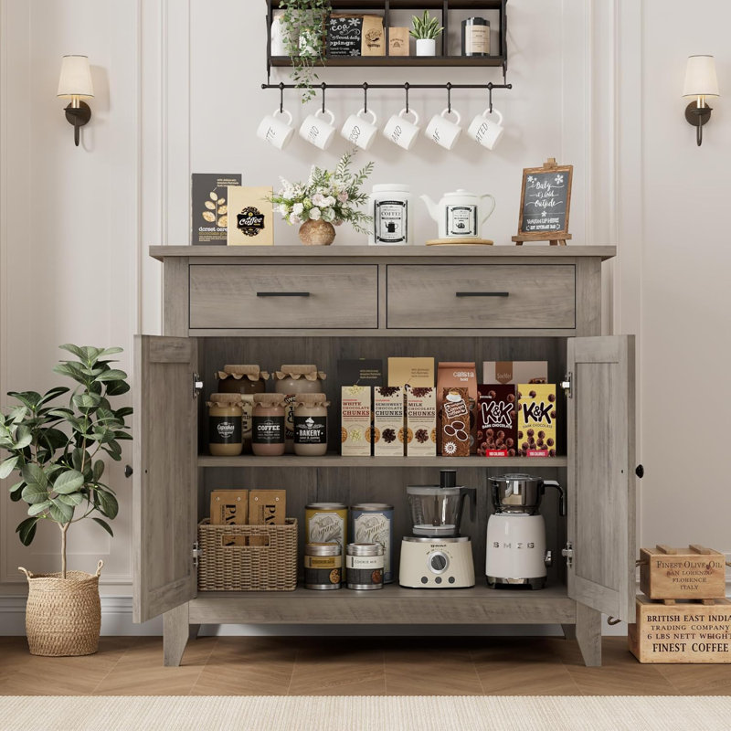 Armoire de rangement moderne avec 2 tiroirs, Gris