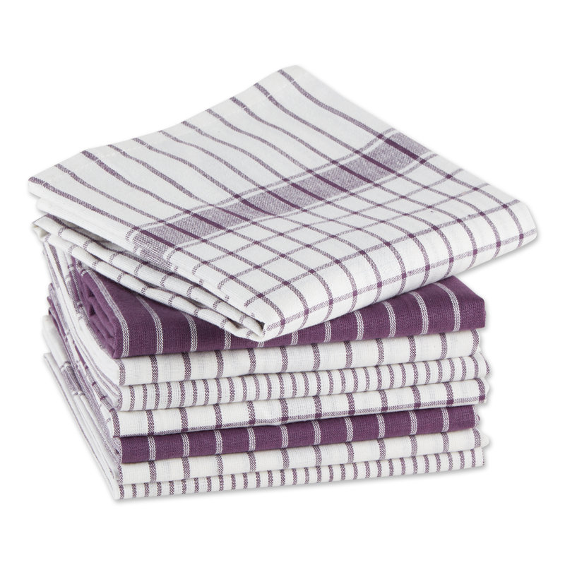 Cotton Stripe Tea Towel Kitchen Towel, Eggplant