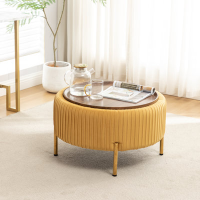 Miajah Upholstered Round Storage Ottoman
