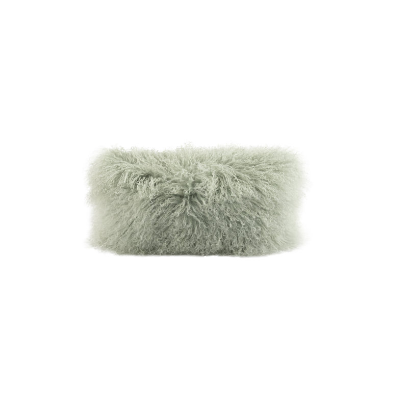 Jade Rectangular Tibetan Lamb Wool Throw Pillow