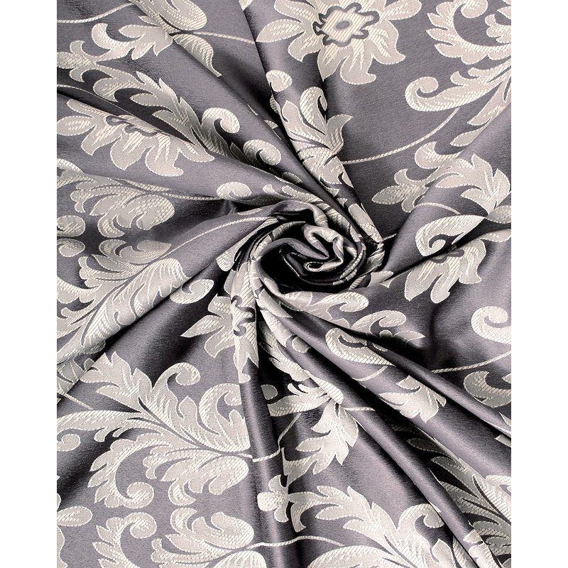 Luxury Jacquard Curtain single Panel with Attached Valance, 54 by 84-Inch Earlesha, Gray