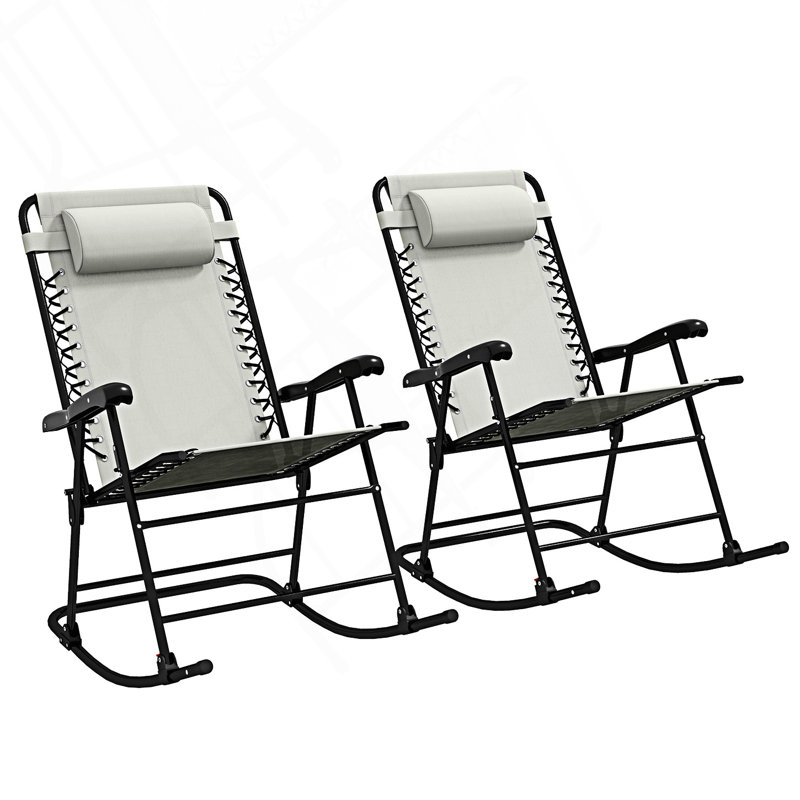 Ensemble de chaises berçantes d'extérieur 2 pièces, ensemble de chaise berçante pliable