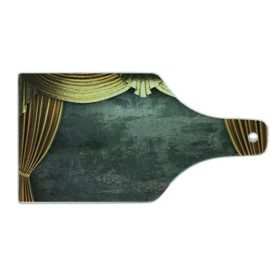 Ambesonne Opera Tempered Glass Cutting Board Theater Stage Classical Scene Grey Yellow