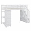 Lit mezzanine avec tiroirs de rangement et escaliers, lit mezzanine en bois avec tablettes-1975148671