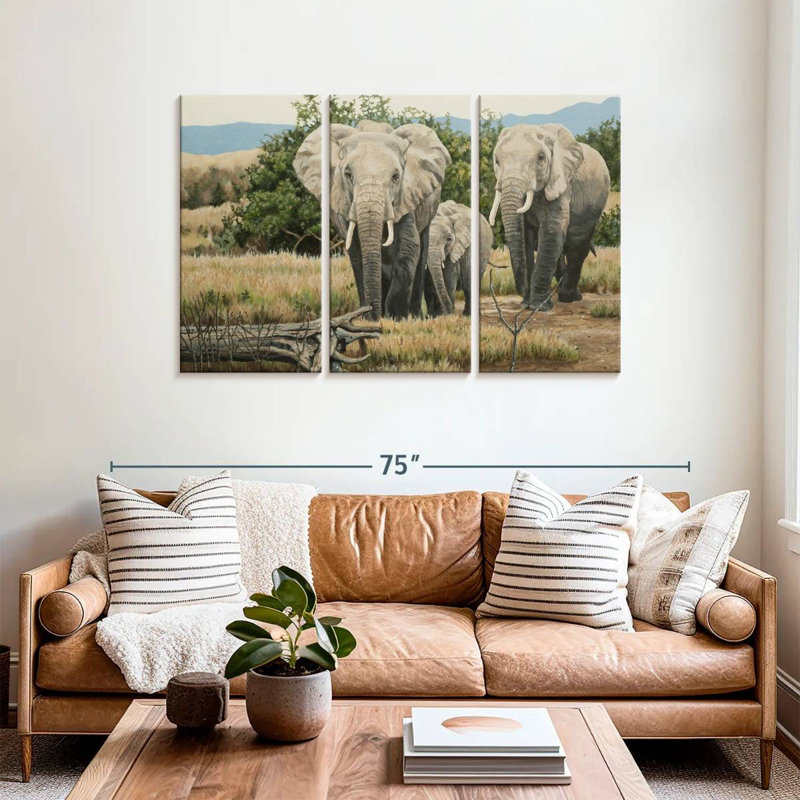 African Giants Elephants, 36" H x 57" W