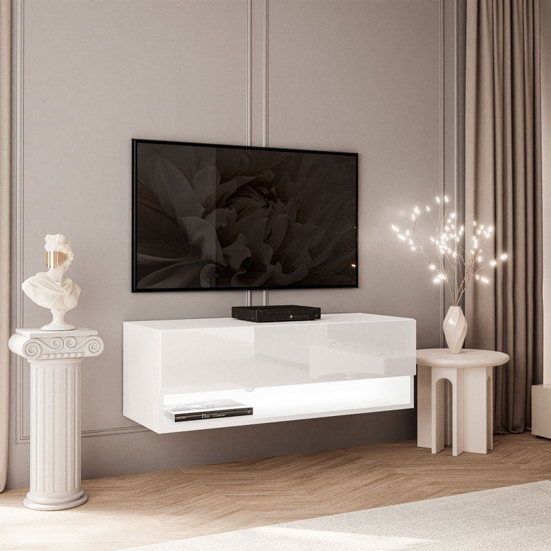 Christionna Calante Wall Cabinet with LED Lighting, High-gloss White