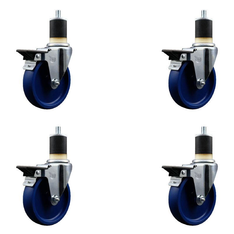 Ensemble de roulettes extensibles solides en poly 1 à 7/8 pouces avec frein SCC