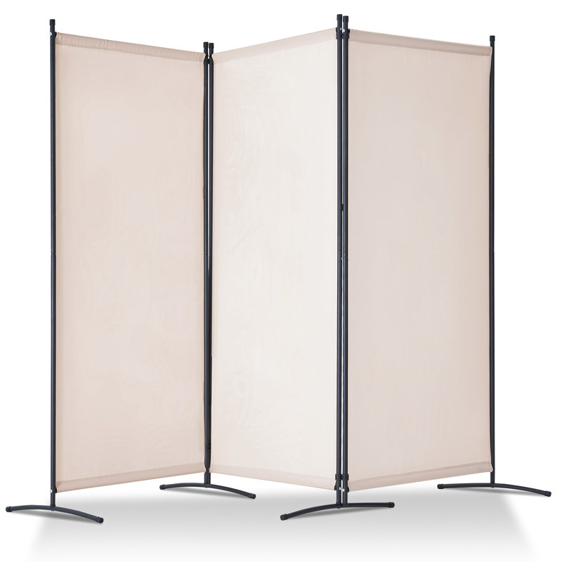 Paravent 3 panneaux en tissu pour chambre à coucher, Beige
