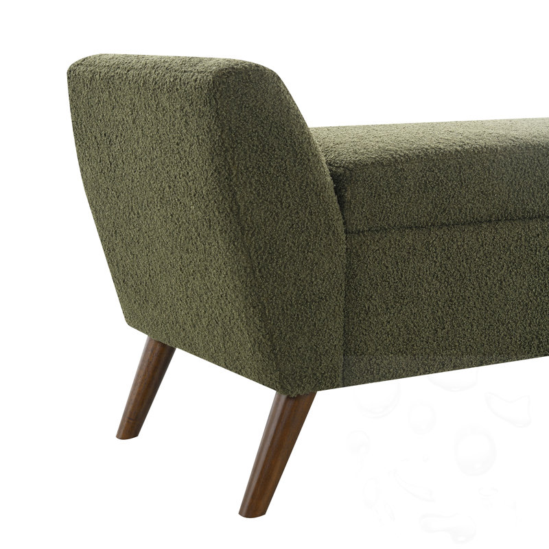 Upholstered Bench With Storage, Olive Green