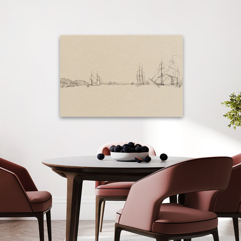 Esquisse contemporaine et traditionnelle du port II, H 36 po x l 24 po