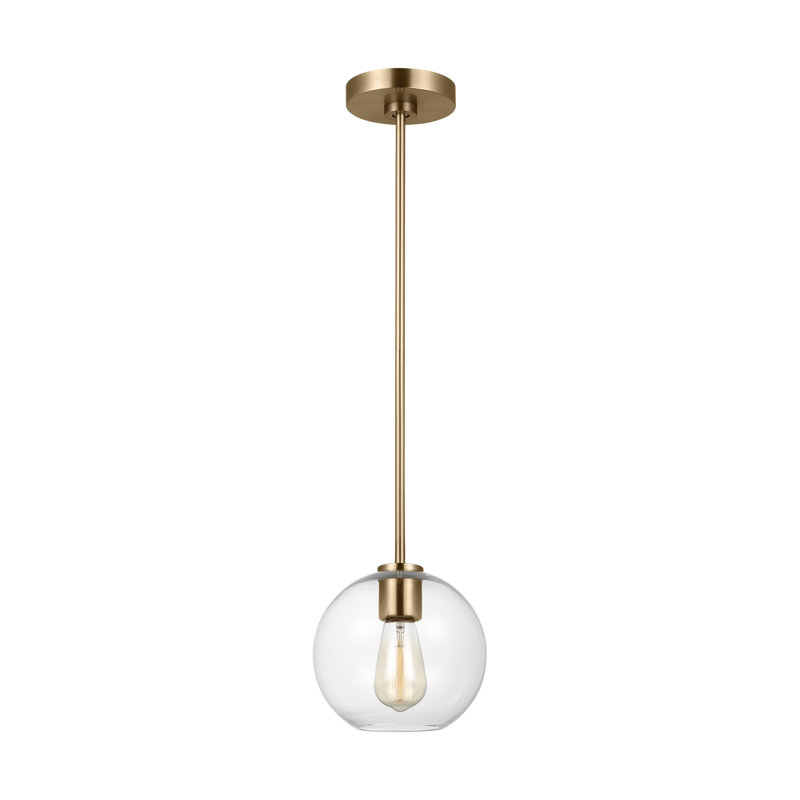 Luminaire suspendu sphère en acier 1 lumière l 8 po avec abat-jour en verre transparent Childerley, Laiton