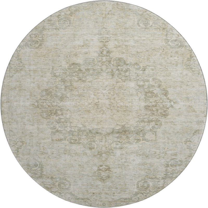 Premium Machine Washable Barry AMF1238 Global Rug, Round 8'